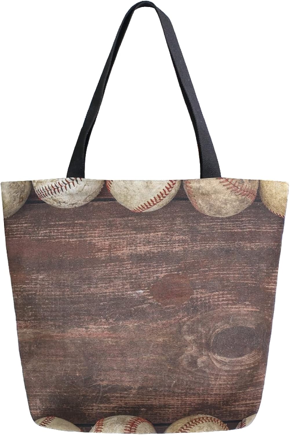 LUCKYEAH Retro Sport Baseball Women Canvas Tote Bag Large Shoulder Bag