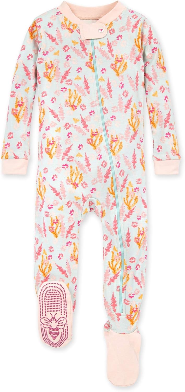 Burt's Bees Baby Baby Girl's Pajamas, Zip Front NonSlip