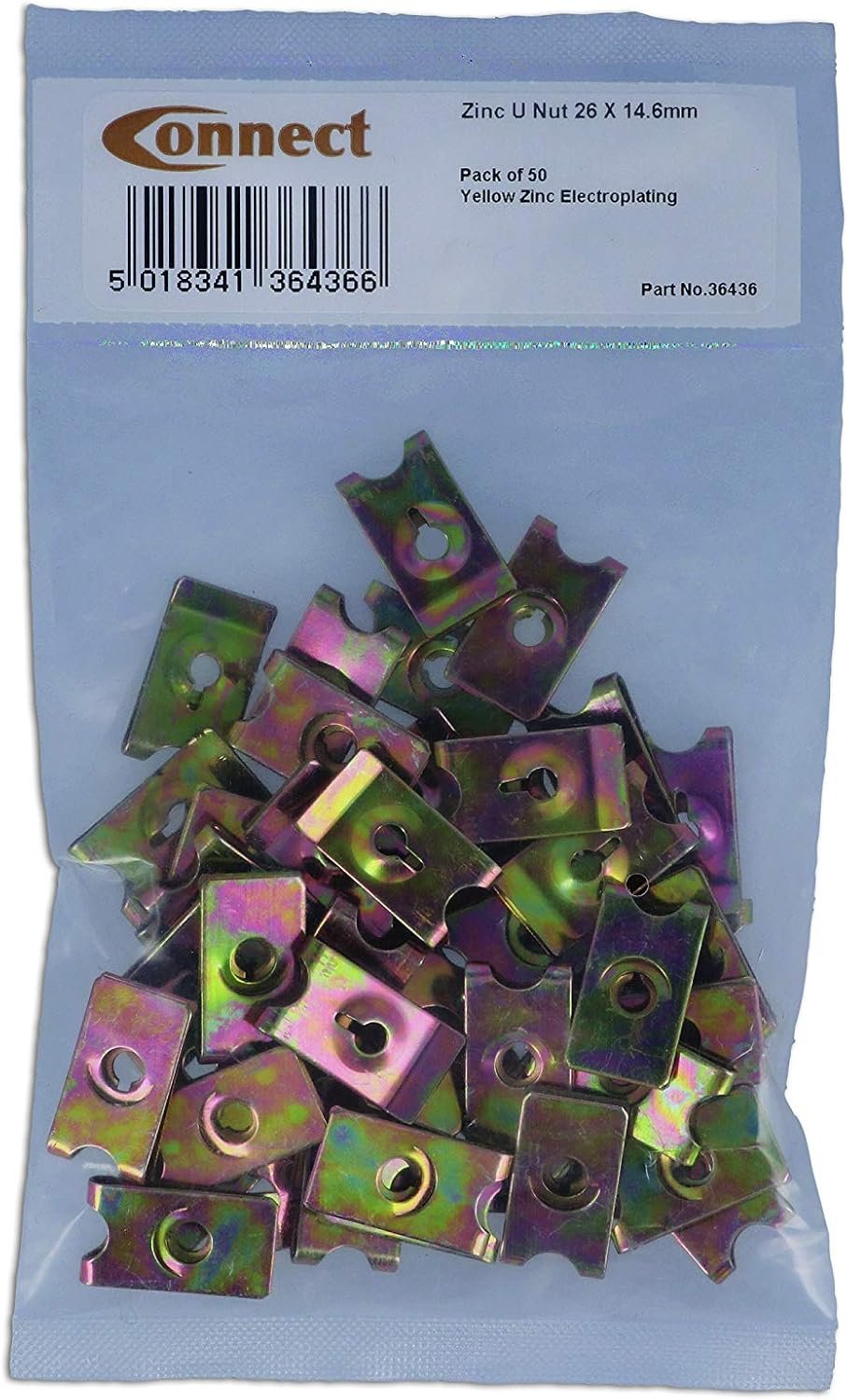 Connect Workshop Consumables Connect 36436 Zinc U Nut 26mm x 14.6mm-Pack 50 - Image 3