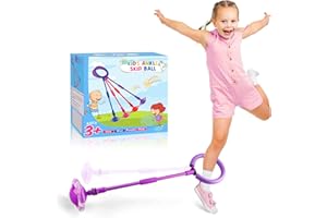 Chridark Ankle Skip Ball for Kids - Foldable Double Rod Flash Wheel Skip It Ball, Outdoor Game Toys for Kids & Adults, Gift for Boys & Girls Age 5 6 7 8 9 10 Years Old, Purple