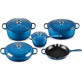 Le Creuset Enameled Cast Iron Signature Cookware Set, 9 pc., Marseille | Set of 9 includes: 5.5 qt. Round Dutch Oven, 6.75 qt. Oval Dutch Oven, 3.5 qt. Braiser, 1.75 qt. Saucepan, 10.25 in. Skillet