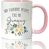 Foyoulame My Favorite People Call Me Grammy Coffee Mugs, Floral Grandma Gifts Coffee Tea Cup, Grammy Gifts For Christmas Mothers Day From Granddaughter Grandkids Grandson Pink Ceramic CoffeeMug 11oz