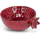 Abbott Collection Small Pomegranate Shaped Bowl - Ceramic, Red (4.5"L)