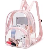 abshoo Clear Bag for Stadium Events Transparent Mini Backpack for Women | Stadium Approved, Adjustable Reinforced Straps, Concerts, Sports Event, Festivals, Daily Use, Light Pink