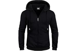 ZITY Men's Zip Up Hoodie Sherpa Lined Heavyweight Jacket Waffle Knit Fleece Thick Winter Warm Sweatshirt