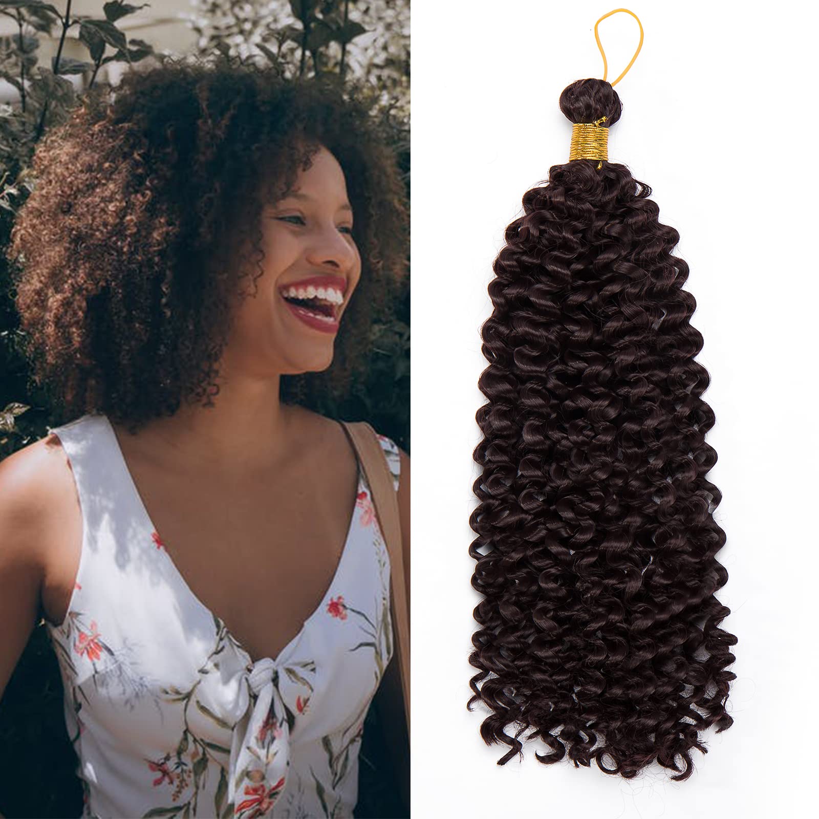 Afro Brading Hair Marlybob Crochet Hair Water Wave Curly Braids for Braiding Hairpiece Synthetic Hair Extensions(Dark Wine Red; 14inch)