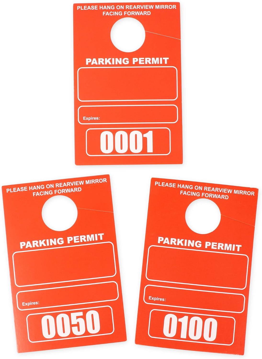 Temporary Hanging Parking Permit for Car Parking Management, Numbered 1-100 (3.15 x 4.75 in, Neon Red) - Image 4
