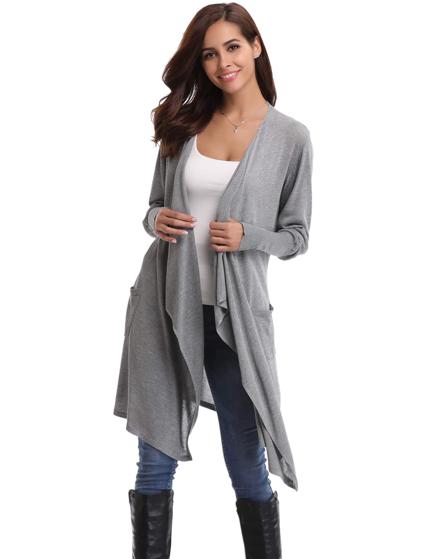 Cardigans For Women Lightweight Long Sleeve Waterfall Open Front