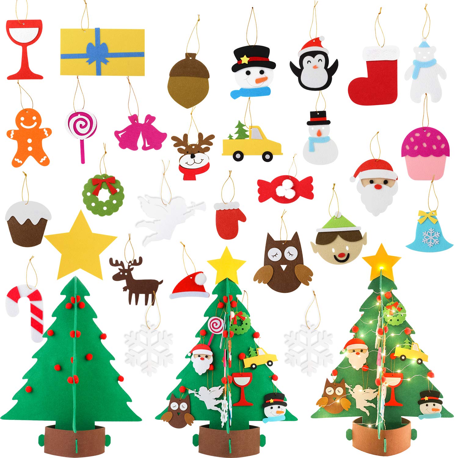 Fansport 3D DIY Felt Christmas Tree Set with 26 Pcs Xmas Ornaments for Christmas Decor, Upgraded DIY Christmas Tree for Christmas Tree for Kids Xmas Decoration