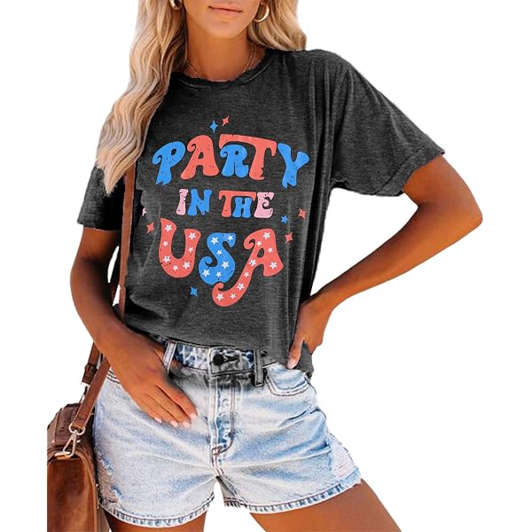 "Party In The USA" Women's 4th Of July T-Shirt – Patriotic Graphic Tee, Funny Independence Day Top