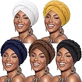 DRESHOW African Women Turban Caps Beanie Twist Headscarf Pre-Tied Double Twisted Braids Headwraps for Women Chemo Cancer Cap