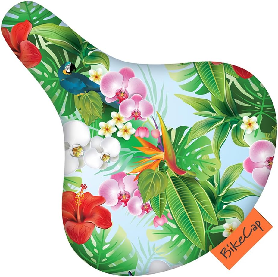 Unisex's Tropical Flower Bike Seat Cover, Green, Large