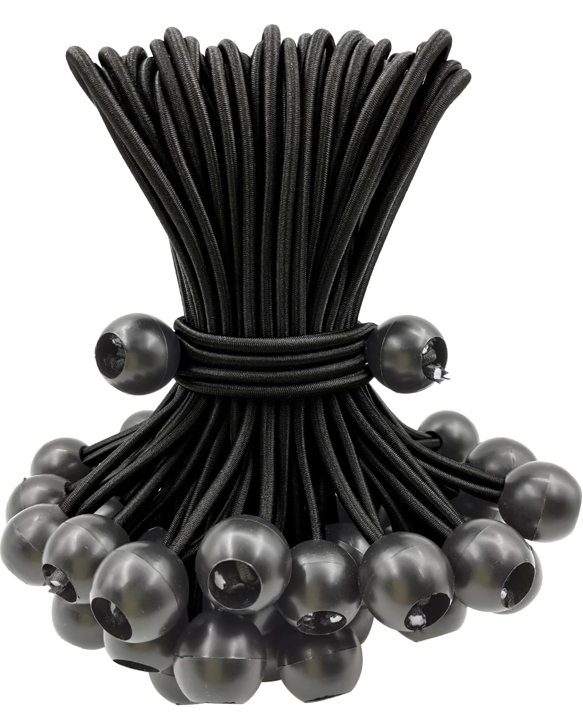 BINCKIN Bungee Balls 50 Pcs, 6 Inch Bungee Cords with Balls, Tent Accessories for Camping Tarp, Tents, Canopy and Fixings (Black)