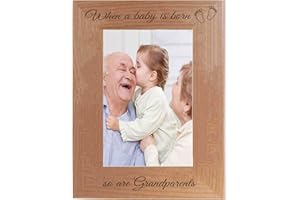 CustomGiftsNow When a Baby is Born so are Grandparents - Laser Engraved Natural Alder Wood Hanging/Tabletop Picture Memory Family Group New Baby Child Photo Wooden Frame (4x6-inch Vertical)