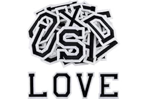 Morcheiong 78 Pcs Iron on Letter Patches A-Z, 2 Inch Iron on Embroidered Alphabet Patch for Clothing, Pants, Hats, Bags- Blac