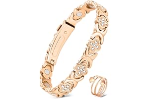 Jecanori Copper Magnetic Bracelets for Women&Ring, Pure Copper Bracelet with 3500 Gauss Magnets,Ideal Gift