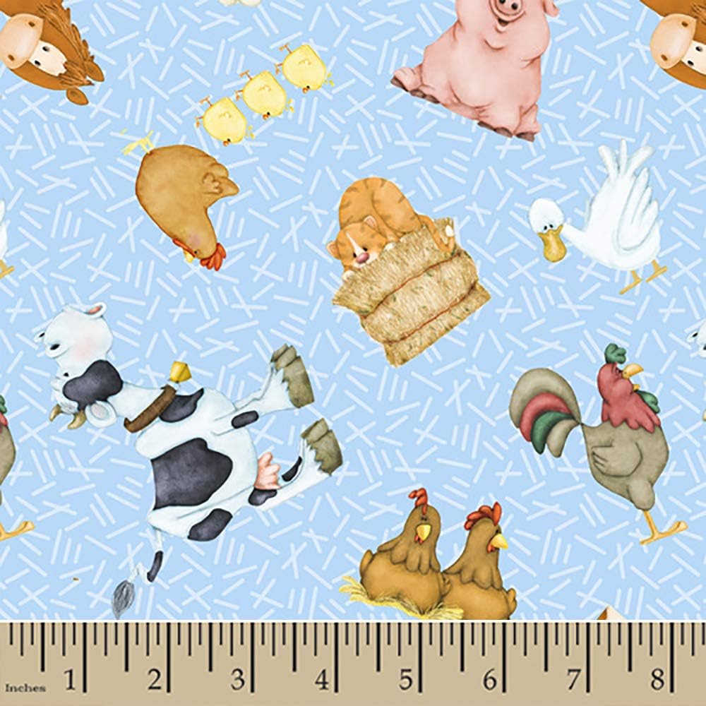 Flannel Comfy Cutest Farm Animals Fabric AE Nathan Sold by
