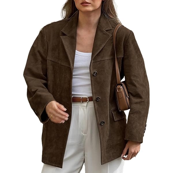 Bruine Faux Suède Jas UniqKaliber Suède Blazer Jas Vrouwen - Bruine Faux Lederen Jas Voor Lente En Casual Draag Jasje Dames Cognac