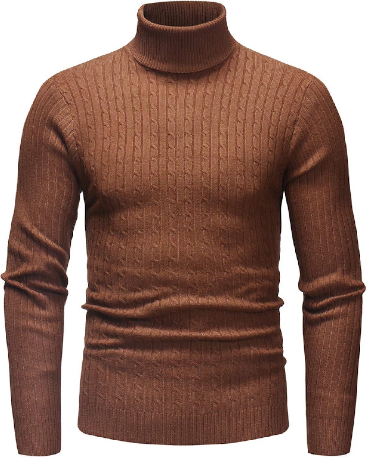 Zestion Men's Turtleneck Sweater Pullover Classic Striped Jacquard Slim