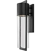Hinkley Shelter Medium Outdoor Wall Mount Lantern, Minimalist Style, Dark Sky-Compliant, Solid Aluminum/Clear Seedy Glass, Bl