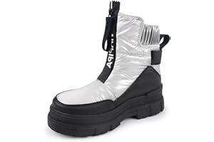 Viapipa Winter Boots for Women Waterproof, Snow Boots for Women, Womens Mid Calf Low Heel Zip Up Anti-Slip Warm Booties Comfortable for Outdoor Walking Hiking