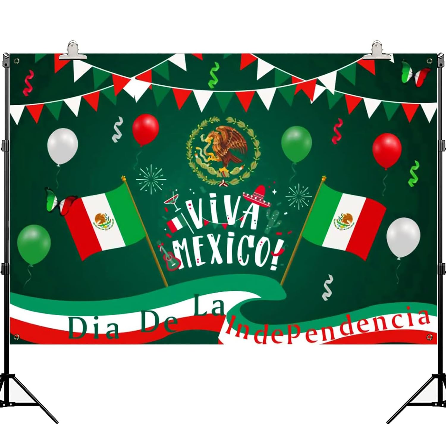 Photo 1 of Viva Mexico Background Banner Mexico Independence Day Hanging Party Decoration for 16th September Dia De La Independencia Day Party Supplies