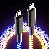Wuucor USB C to USB C LED Light Up RGB USB C Charging Cable,Fast Charging Cord for iPhone 15 Pro Max Plus, iPad mini Pro Air, MacBook and Galaxy Note Pixel etc(66W 3.3FT)
