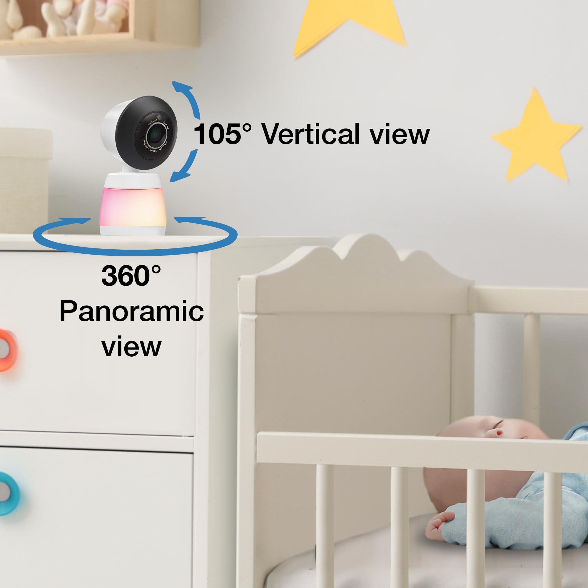VTech Smart WiFi Baby Monitor, 2K CMOS Sensor Camera, 5.5-inch HD IPS Screen, Clear Infrared Night Vision, Pan-Tilt, 24x Zoom, 2-Way Talk, Multi-Color Night Light, Soothing, Free App: Smart HD Plus