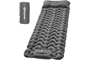 KingCamp Sleeping Pad for Camping, Ultralight Connectable Inflatable Sleeping Pad Camping Mattress with 6.3" Built-in Pillow & Foot Pump for Backpacking Hiking Tent Cot