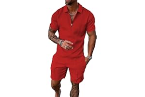 Kubsid Men Track Suits 2 Piece Set Summer Casual Outfits Fashion Polo Shirts Short Sleeve and Shorts Set Vacation Clothes