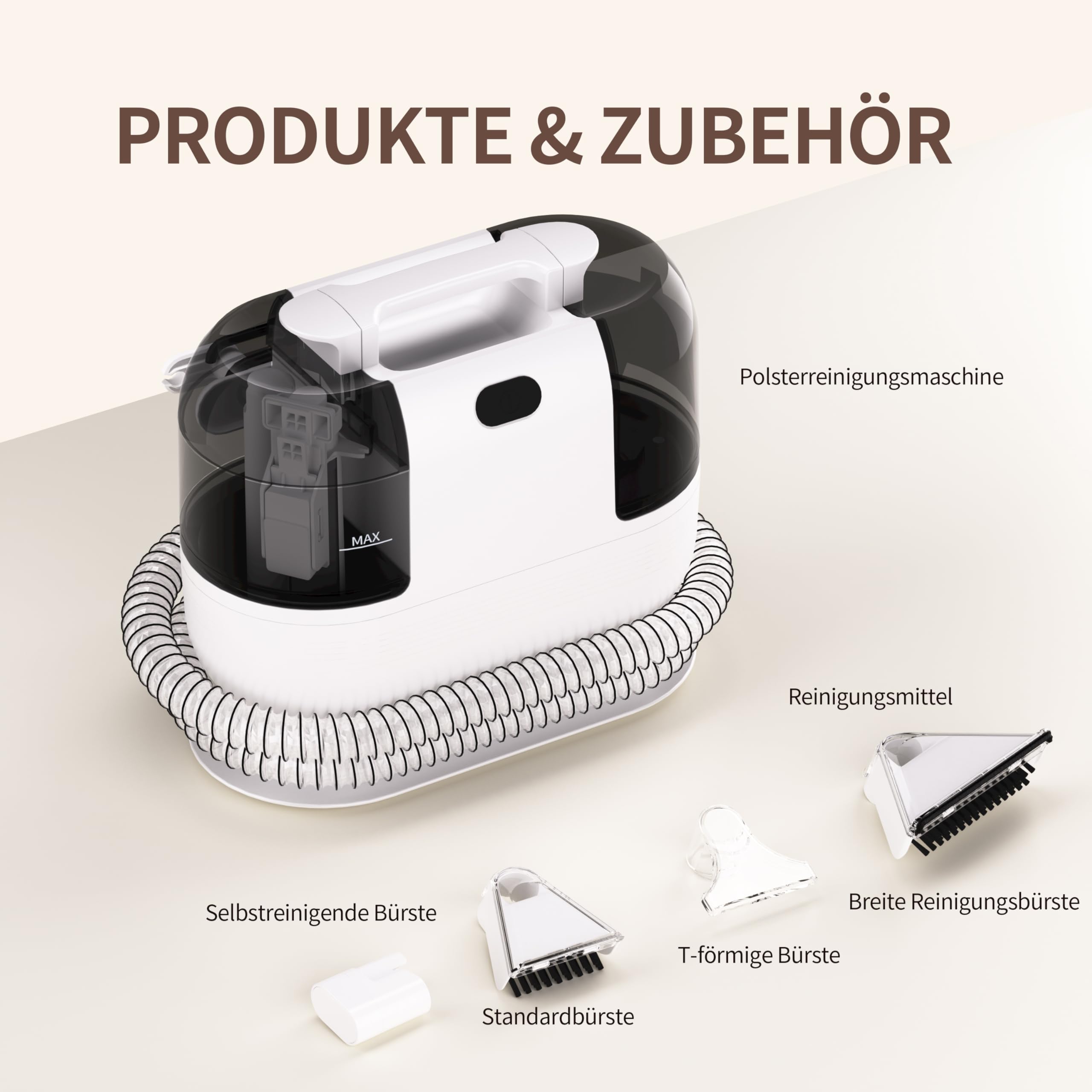 PUREBEAR Waschsauger Polsterreiniger Gerät, 500W Nasssauger 8