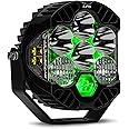 Baja Designs LP6 Pro LED Light Pod with Backlighting - Off Road Lighting for Jeep, Truck, Motorcycle, UTV, ATV, Lifetime Protection, Clear Driving Combo Lens (Green Backlight)