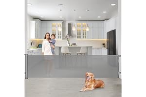 BINGGUZ 90 Inch Extra Wide Retractable Baby Gate Gates for Doorways Extra Long Baby Gate for Wide Openings Extra Large Dog Gate Indoor Outdoor Pet Gates for Dogs Long Gates for Kids or Pets, Gray