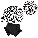 HINTINA Newborn Baby Girl Long Sleeve Swimsuit Bathing Suit with Hat