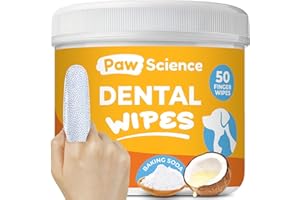 Paw Science Dog & Cat Teeth Cleaning Wipes - Dental Finger Wipes for Cats & Dogs - Pet Toothbrush & Tooth Brushing Kit - Effective Teeth Cleaner (Unscented)