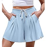 TARSE Womens Linen Casual Shorts Loose Fit Elastic Waist Drawstring Summer Lounge Shorts with Pockets