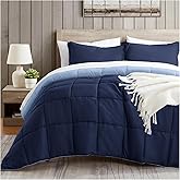 satisomnia Queen Comforter Set, Navy Blue Bedding Comforters Queen Size, 3 Pieces Down Alternative Bed Comforter Lightweight, Soft Quilted Bed Set Breathable, Reversible All Season Bedding Sets