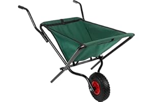Folding Wheelbarrow - Collapsible Garden Cart with 80lb Capacity, Storage Pouches, and Padded Handles - Wheelbarrows for Lawn Care by Pure Garden (Green)