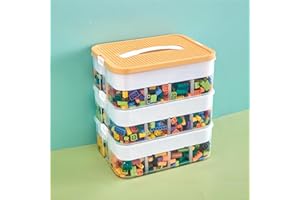 Storage Organizer for Lego, 3 Tier Stackable Storage Bin Transparent Building Bricks Puzzle Craft Plastic Container Organizin