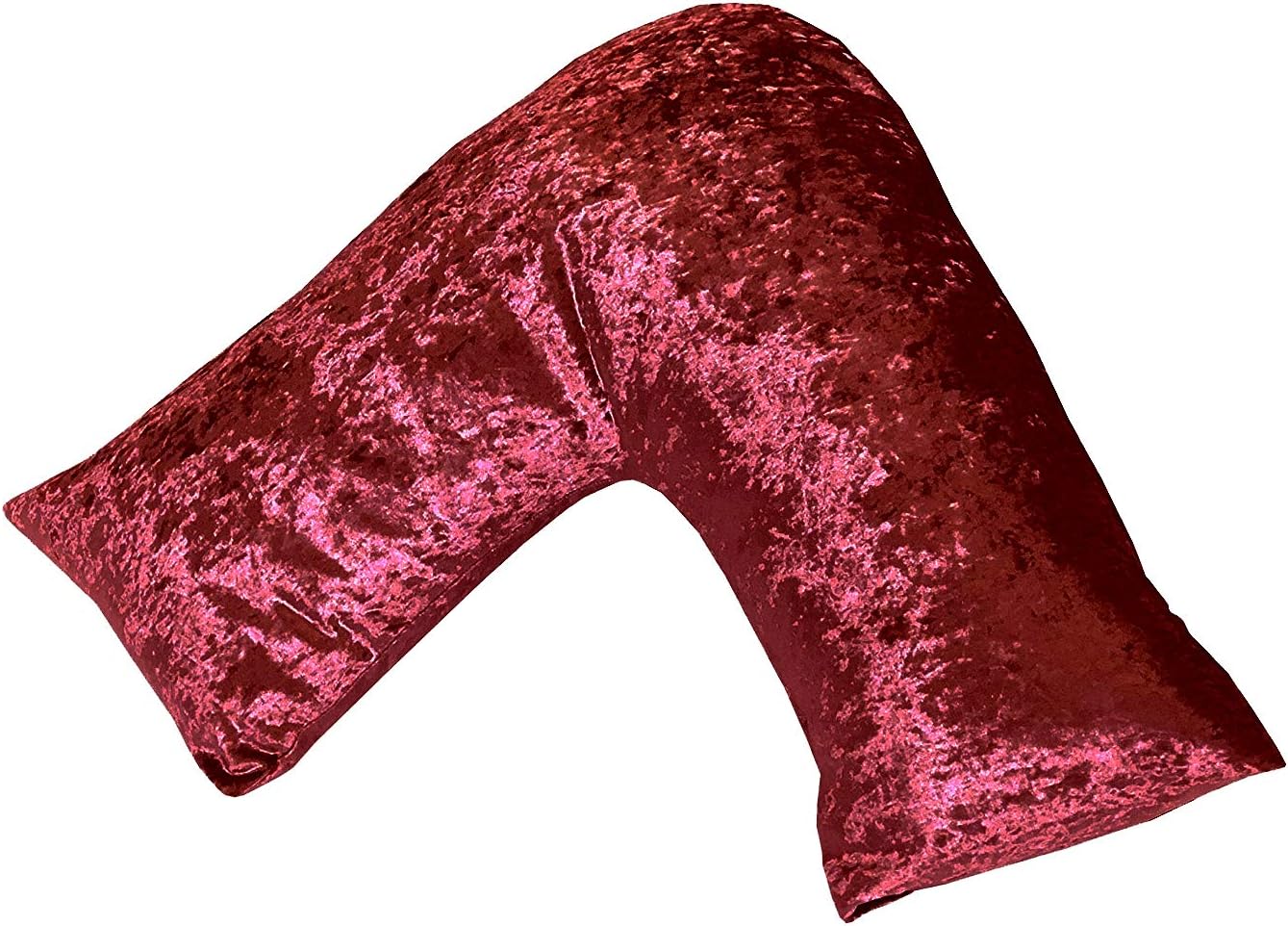 V Shaped Support Pillow with Crushed Marble Velvet Pillowcase UK Made - Ruby Red