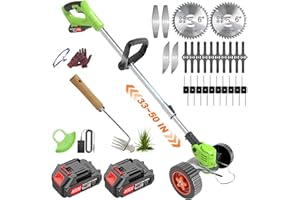 AKENUOKE Weed Wacker Cordless, 21V Electric Weed Eaters Battery Powered, Stringless Weedwacker with 2 2Ah Battery Operated & Charger, 3-IN-1 Lightweight Weed Trimmer/Edger/Brush Cutter for Garden Yard
