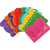 Dia De Los Muertos Decorations - 50 PCS Bulk Mexican Papel Picado | Colorful Tissue Paper Banners for Indoor Outdoor Hanging Decor - Day of The Dead Mexican Fiesta Party Decorations Supplies