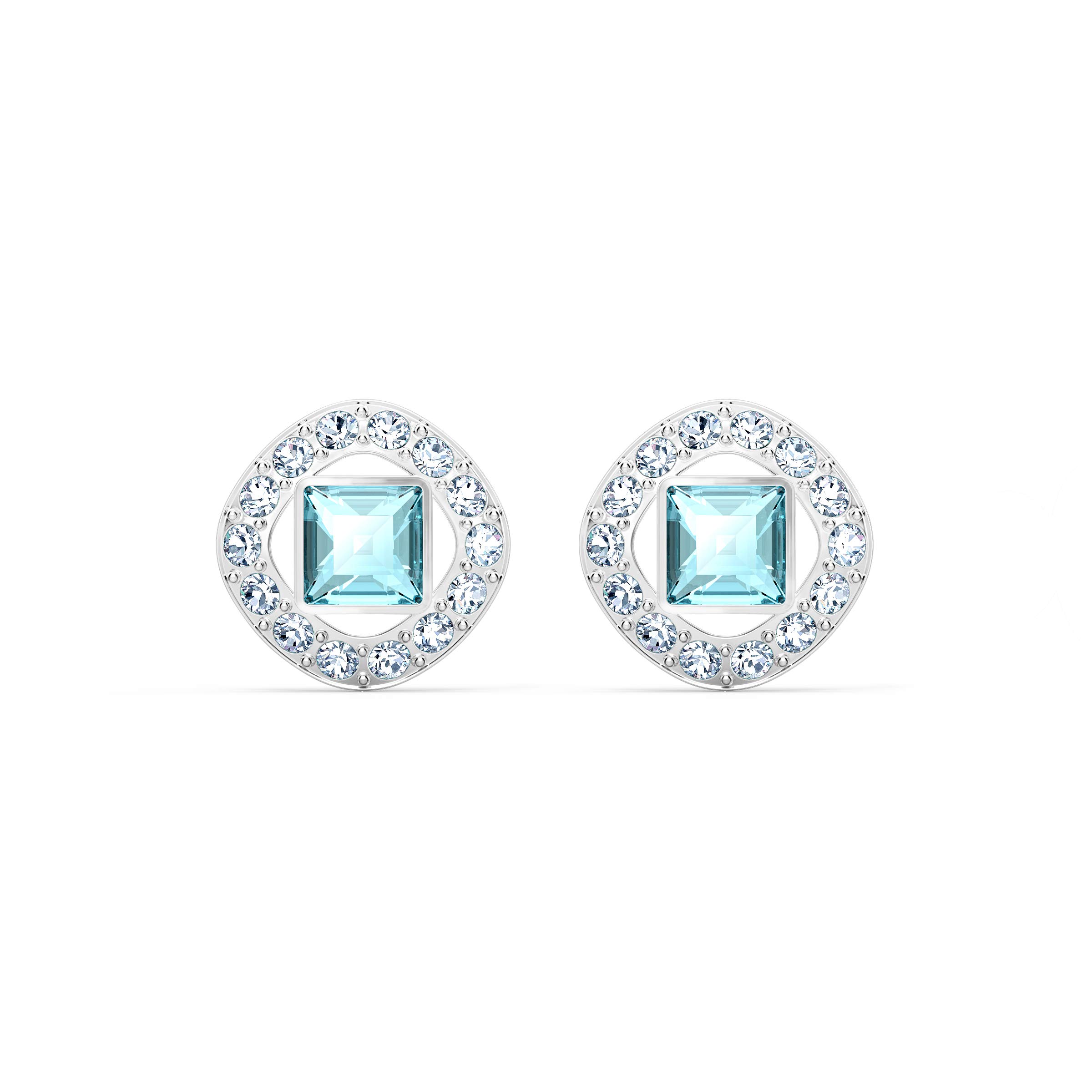 Swarovski Angelic Square Stud Pierced Earrings, Aqua, Rhodium plated, from the Amazon Exclusive Swarovski Angelic Square Collection — image 1
