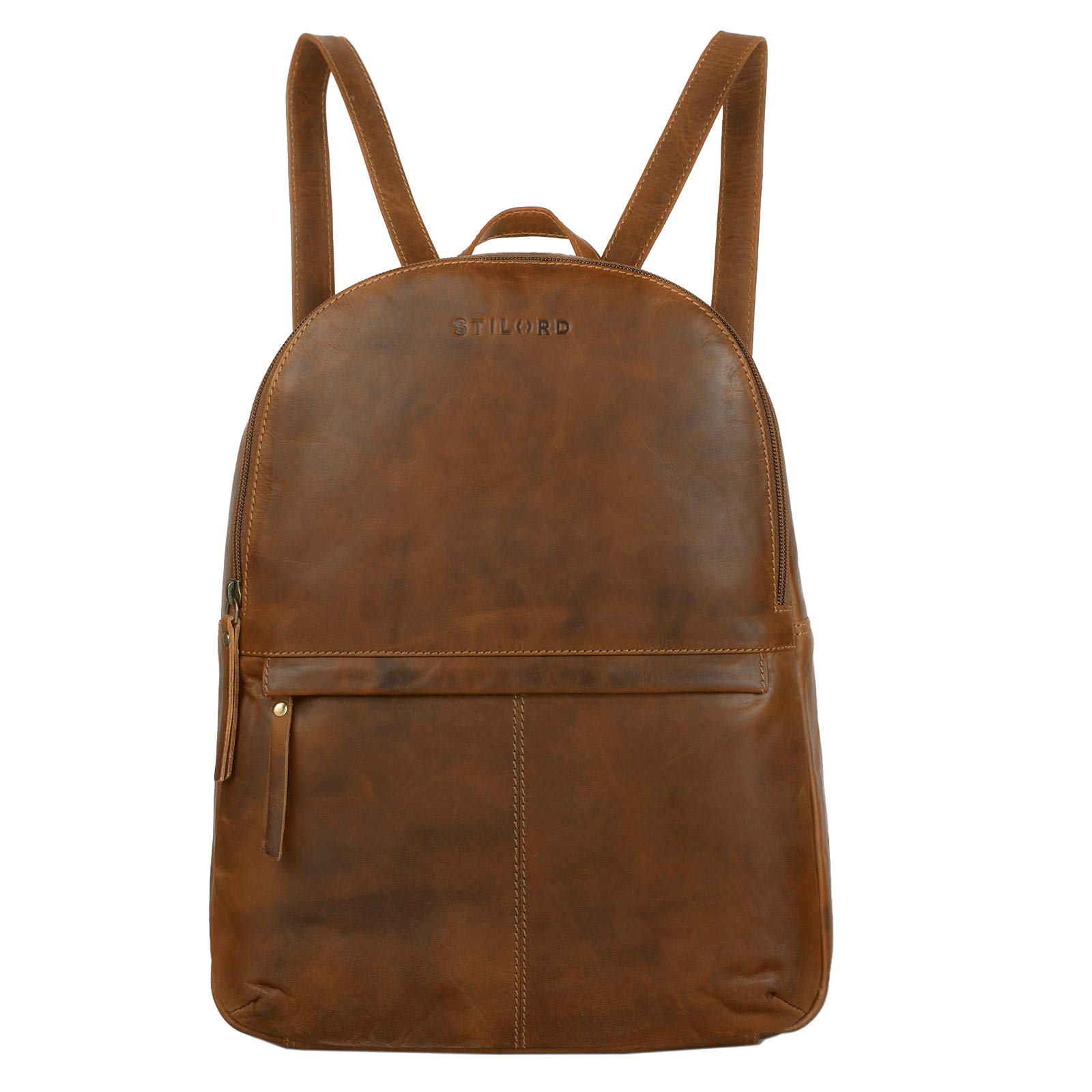 STILORD "Conner" Leather Backpack Large Vintage Daypack Backpack Uni Backpack Handbag Business 13.3 Inch Laptop A4 Genuine Cowhide Leather Colour:Mocca - Dark Brown
