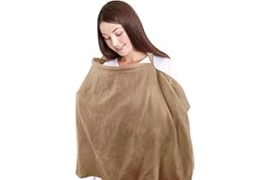 DAYEEBALL Muslin Nursing Covers for Breastfeeding, Cotton Breastfeeding Cover for Summer, Breathable & Soft, Multi-Use Privacy Nursing Covers with Rigid Hoop, Adjustable Neck Strap, Brown