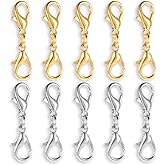 10 Pcs Double Lobster Clasp Necklace Chain Extenders Bracelet Clasp Connector Gold Silver Lobster Claw Clasps Double Opening Jewelry Clasps for DIY Jewelry Making