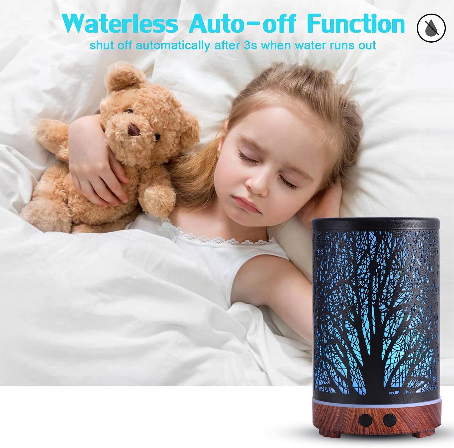 Essential Oil Diffuser, Ultrasonic Diffusers for Essential Oils 150ML Metal Aromatherapy Cool Mist Humidifier with Adjustable Mist Mode Waterless Auto Shut-Off 15 Lighting Changed Modes LED (Tree): Kitchen & Dining