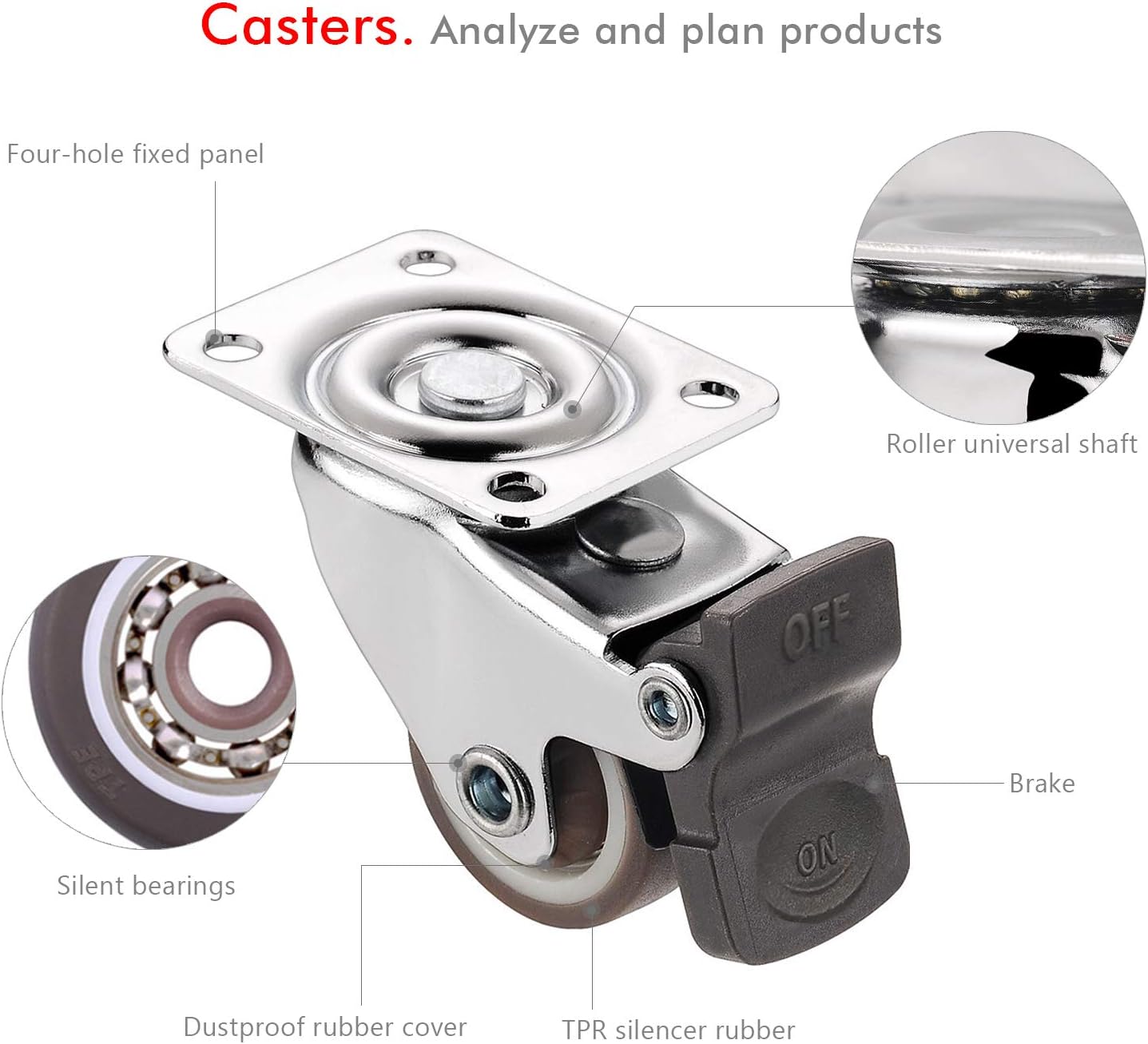 8 Stück 15mm Möbelrollen - Fixe Transportrollen Mit 25kg Tragkraft Pro Rolle