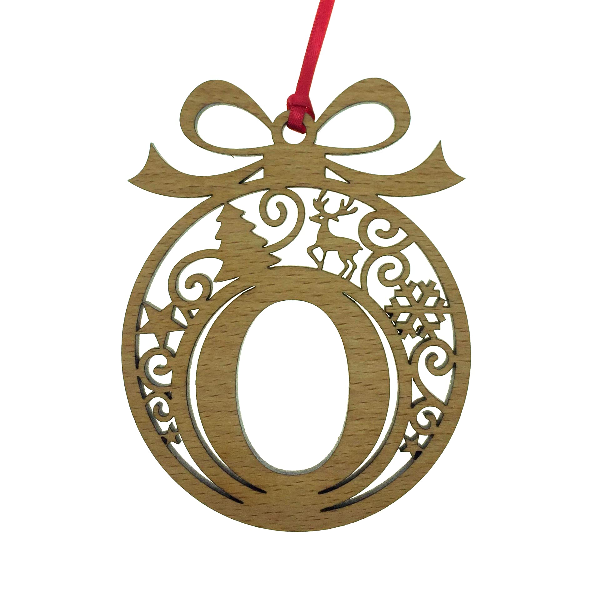 Personalised Christmas tree bauble decoration pendant ornament: Letter O — image 1