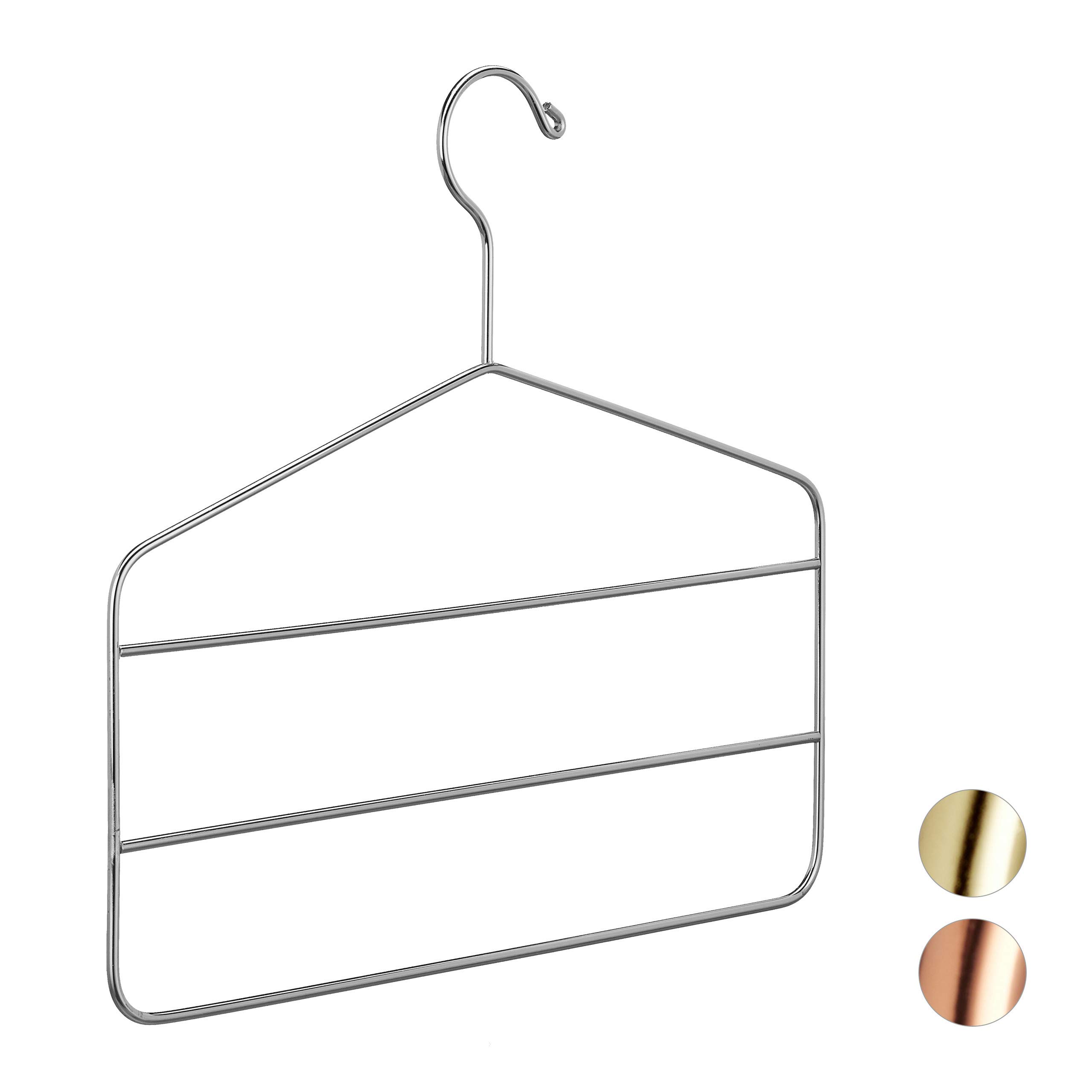 Relaxdays Multi Pants, Skirts & Scarves, Luxurious Design, 4 mm, Metal Clothes Hanger, Silver, Iron, 33 x 36.5 x 0.4 cm